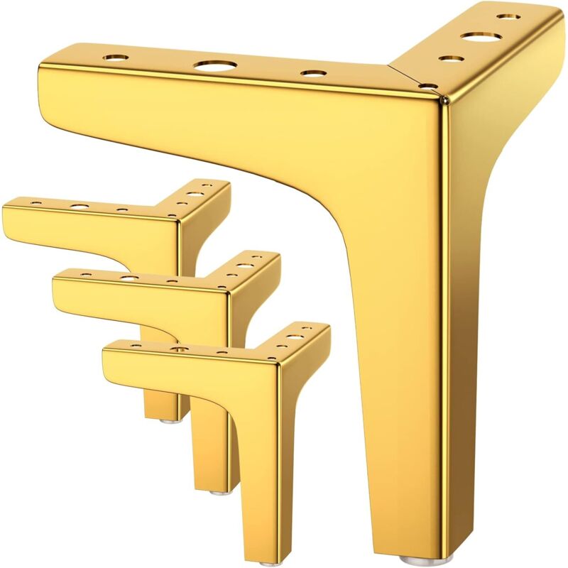[niemals Verwendet] 4er-set Möbelfüße, Tragkraft Bis 800 Kg, Moderne 10 Cm Dreieckige Tischbeine Aus Metall, Goldfarben