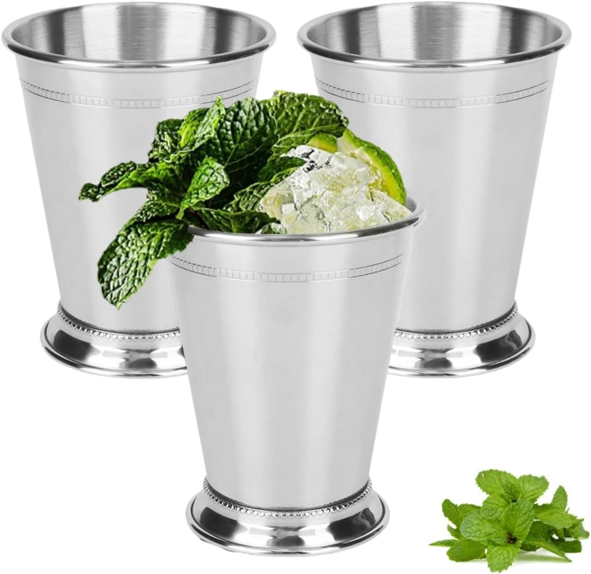 Set Mit 3 Mint-cocktailgläsern, Edelstahl, Mixgetränke, Bar, Bier, 382,7 G / 400 Ml