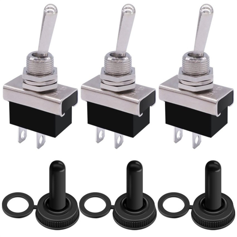 Für Metall-ein/aus/offen-wippschalter 25 A 12 Vdc/15 A 24 Vdc/10 A 250 Vac/15 A 125 Vac Spdt2 Fuß 2-gang-einzelschalter-wippschalter Mit Wasserdichter Abdeckung Für Auto Kn3d – 103