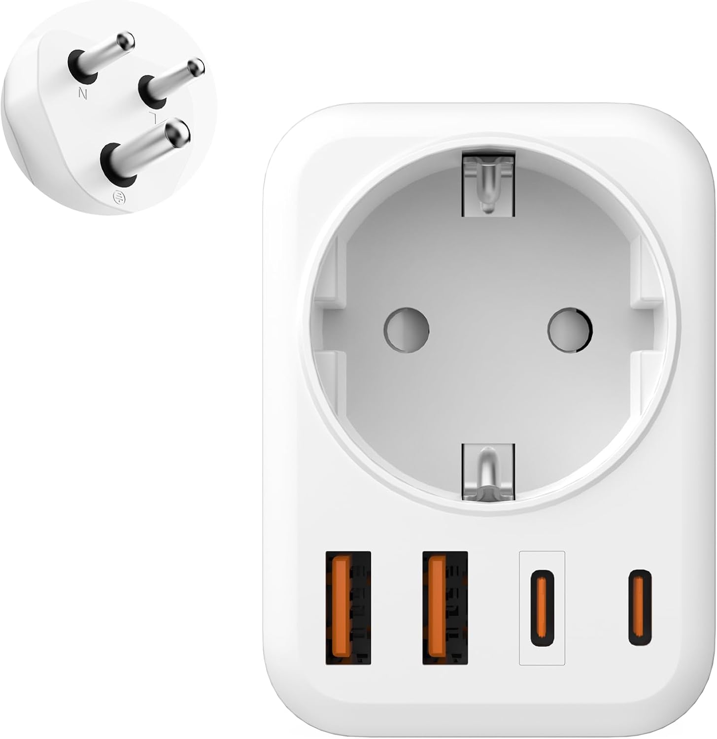 Großer Südafrikanischer Steckeradapter, 5-in-1-reiseadapter Von Frankreich Nach Südafrika Mit 1 Ac- Und 2 Usb-c-adaptern Und 2 Usb-a-adaptern Für Südafrika, Namibia, Mosambik Usw.