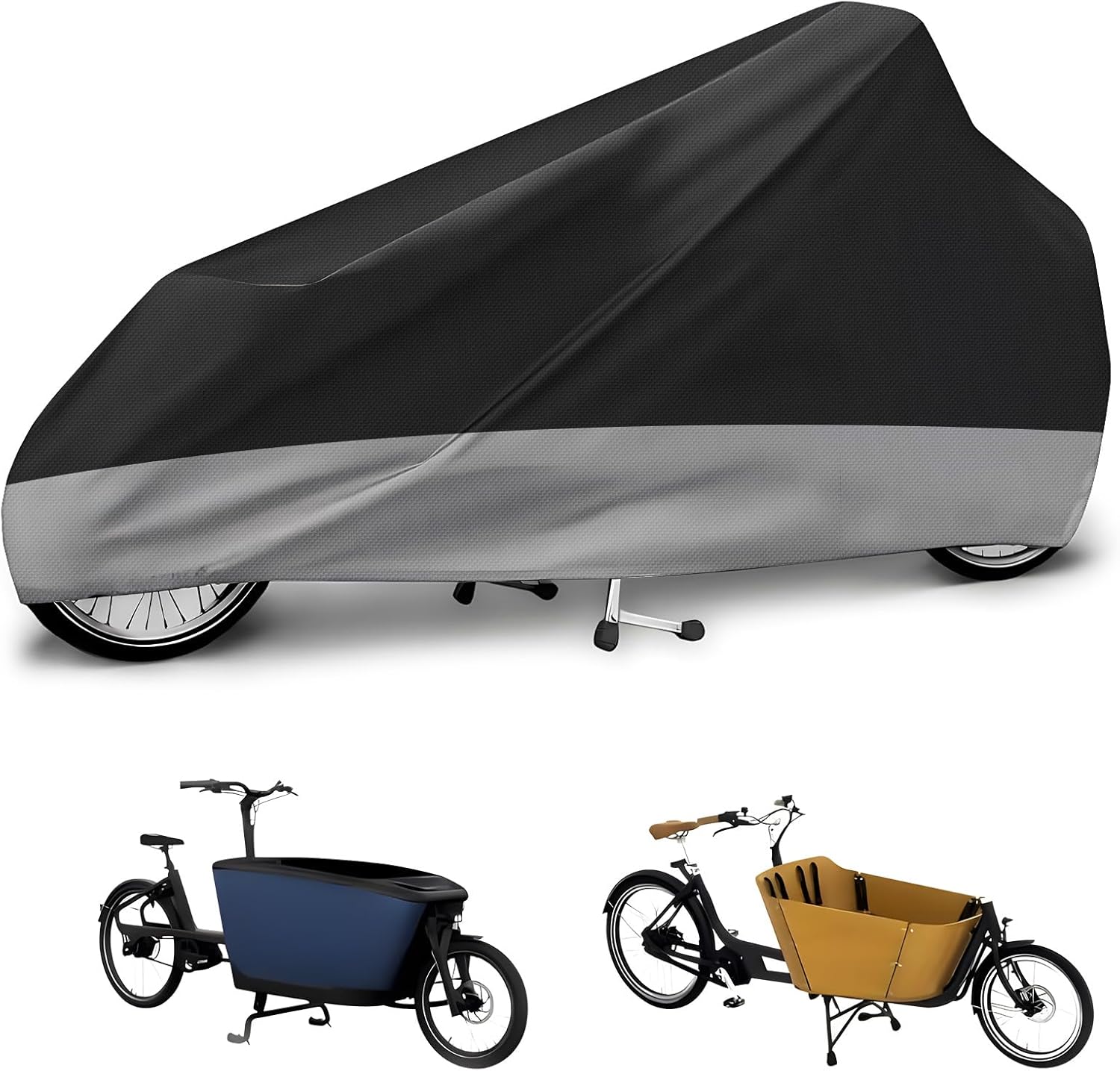 Lastenfahrrad-schutzhülle, Strapazierfähiges, Wasserabweisendes 420d-oxford-gewebe. Lastenfahrrad-schutzhülle, Uv-beständig, Reißfest. Lastenfahrrad-abdeckung, 295 X 110 X 140 Cm