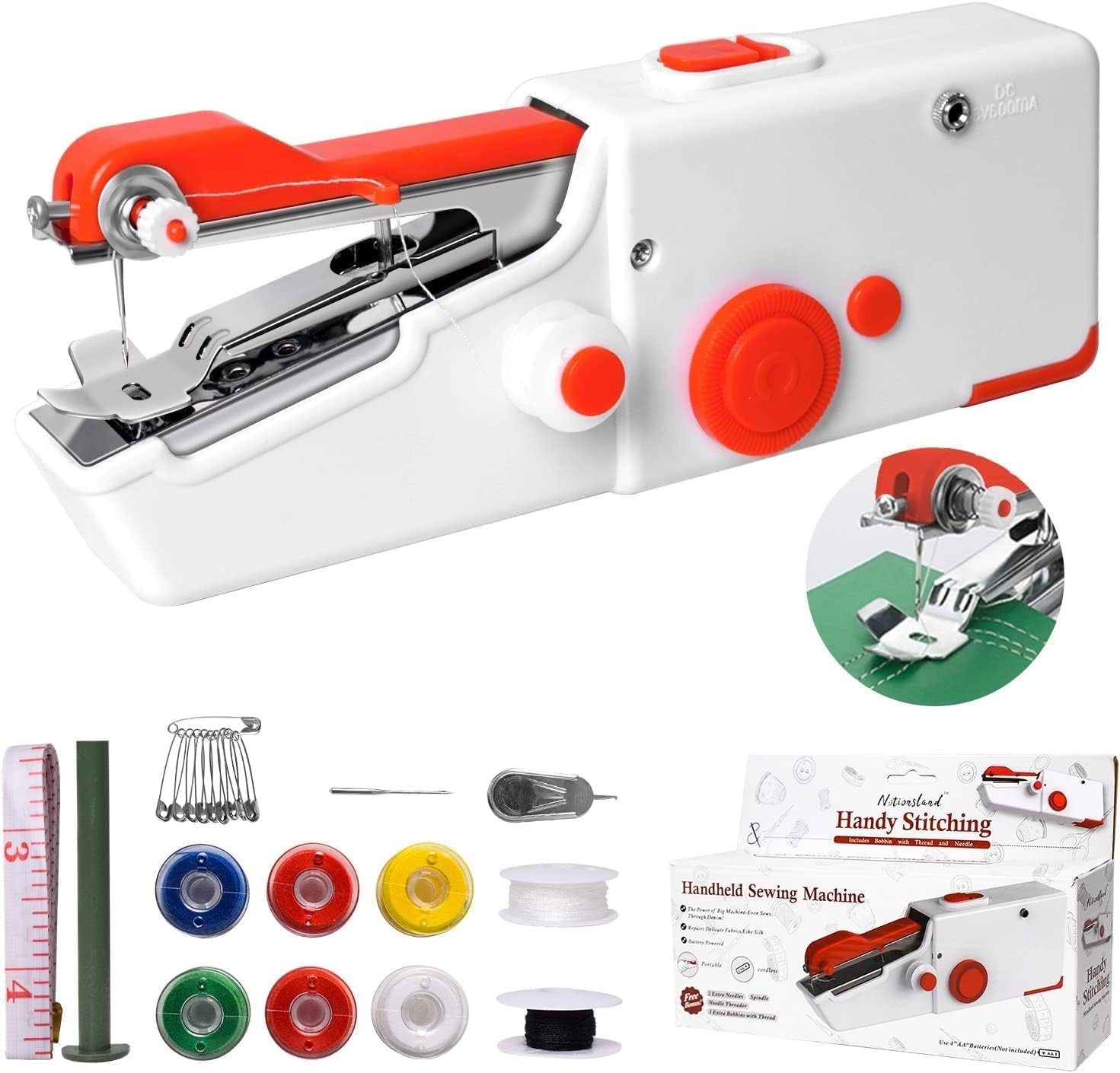 Handnähmaschine, Mini Tragbare Elektrische Schnellstich-nähmaschine, Einfach Zu Bedienen, Geeignet Für Stoffe, Kleidung, Familienreisen Und Heimwerken