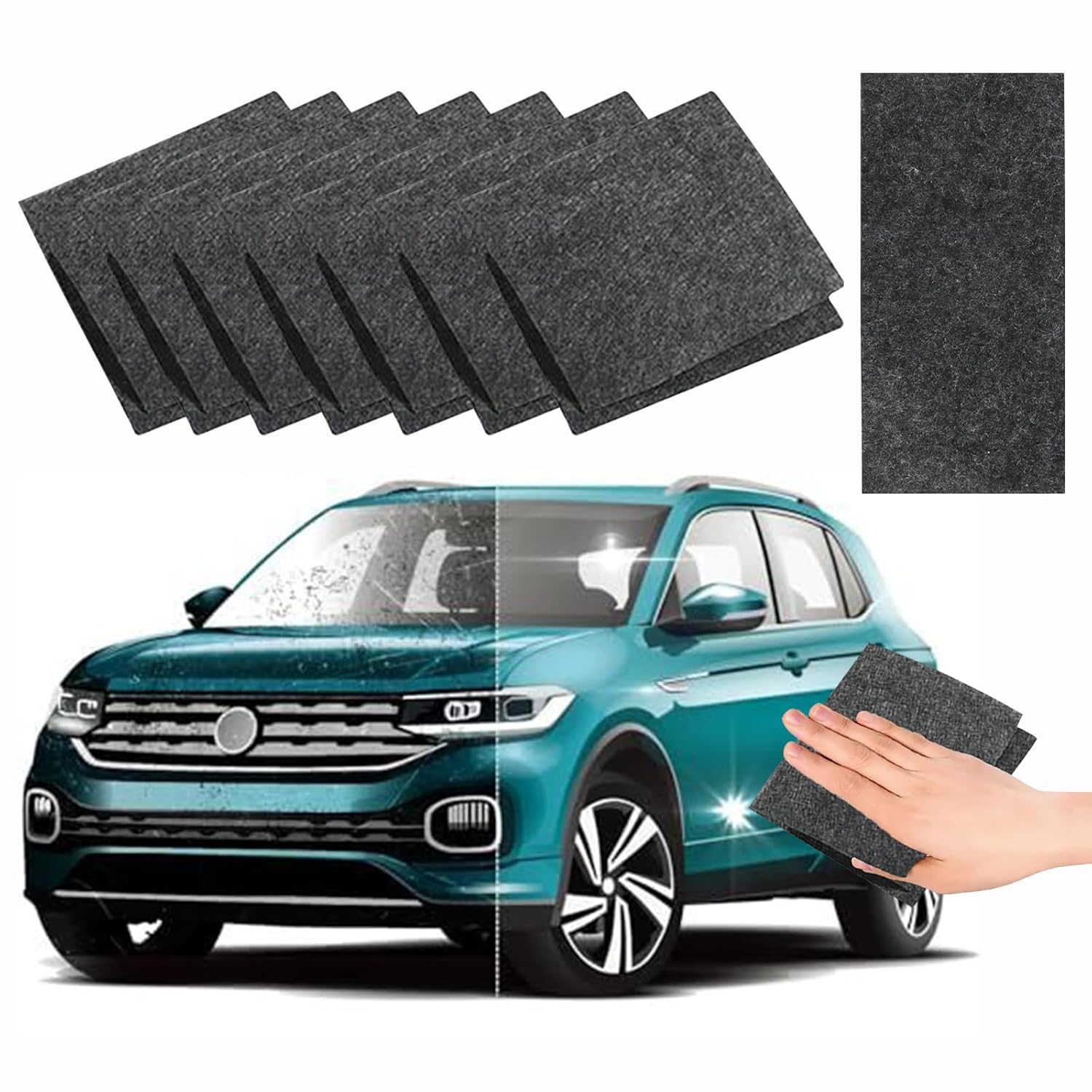 Für 8 Stück Nano Sparkle Cloth, Auto-kratzer-entferner-tuch, Effektive Kratzer-reparatur, Kompatibel Mit Allen Farben, Zum Entfernen Von Auto-kratzer-tuch, L, Dark Gary