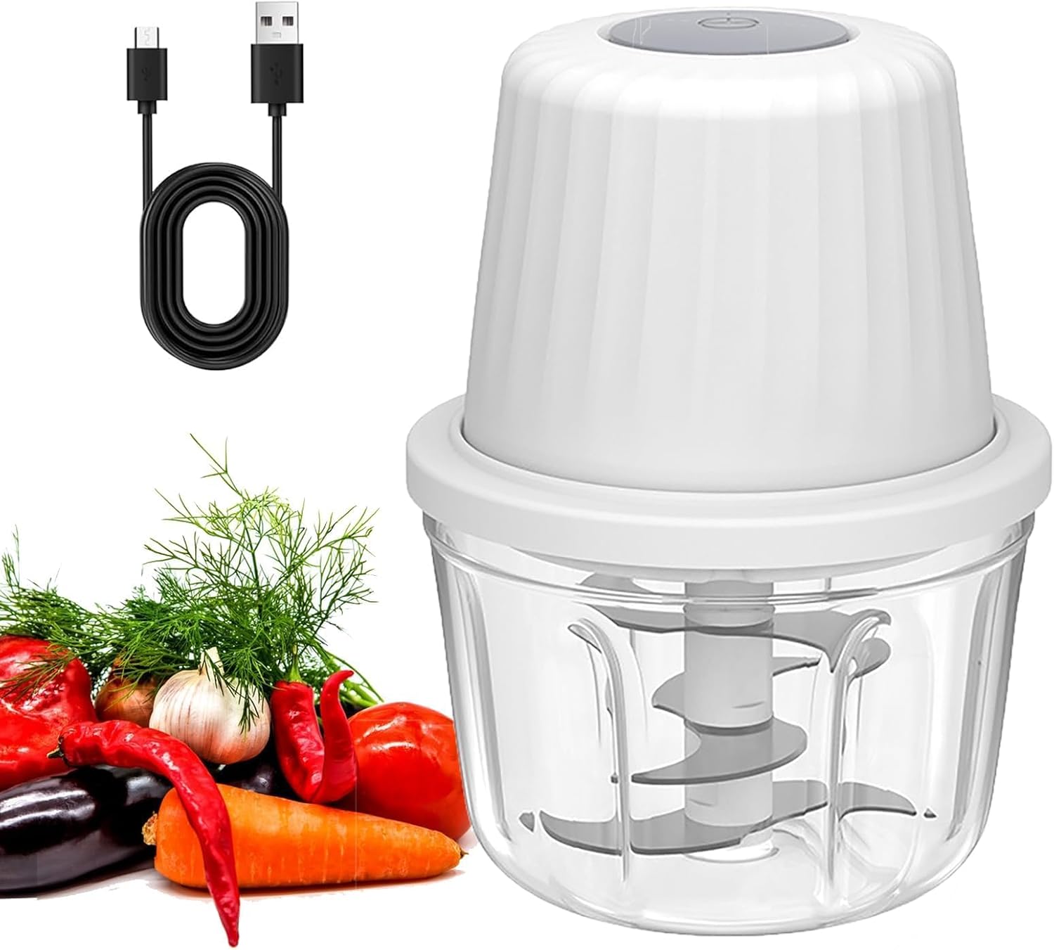 Zwiebelzerkleinerer, 400 Ml, Elektrischer Multizerkleinerer, Kleiner Elektrischer Zerkleinerer, Universalzerkleinerer, Gemüsezerkleinerer, Mixer Für Fleisch, Zwiebeln, Knoblauch