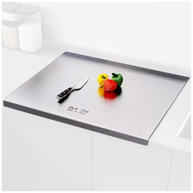 Küchenschneidebretter Aus Edelstahl 316 Mit Erhöhtem Rand, Ideal Für Fleisch, Obst, Gemüse Und Brot (40 X 30 Cm).