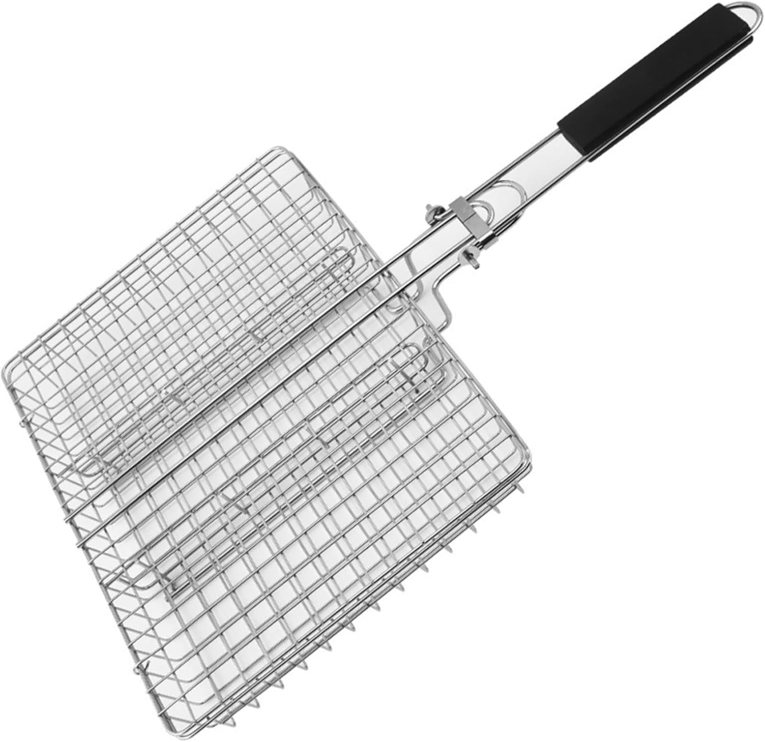 Faltbarer Grillkorb Aus Edelstahl Mit Griff, 25 X 31 X 4 Cm, Großes Fassungsvermögen, Tragbarer Grill Für Fisch, Fleisch, Gemüse, Kochen Im Freien, Spülmaschinenfest