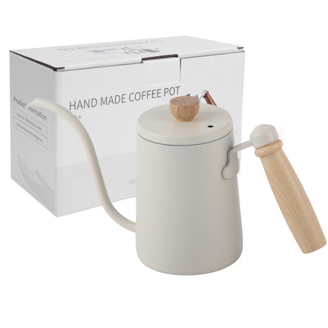 Kaffeekanne Aus Edelstahl 304 Mit Holzgriff, 600 Ml