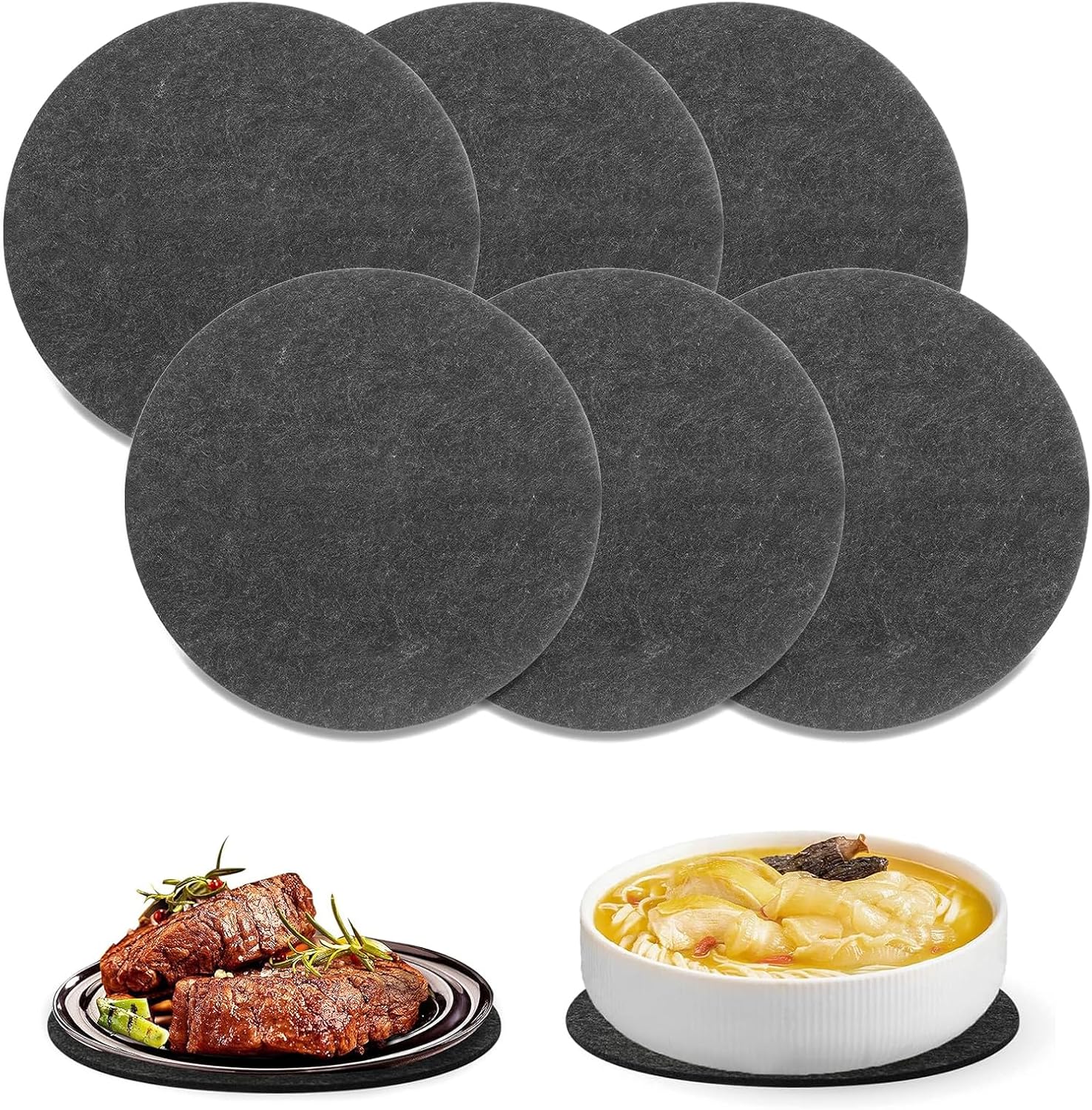 Set Aus 6 Filzuntersetzern, Rund Ø10 Cm, Die Als Untersetzer Für Töpfe, Gläser, Vasen Oder Tischschutz Verwendet Werden Können. Hergestellt Aus Robustem Filz.
