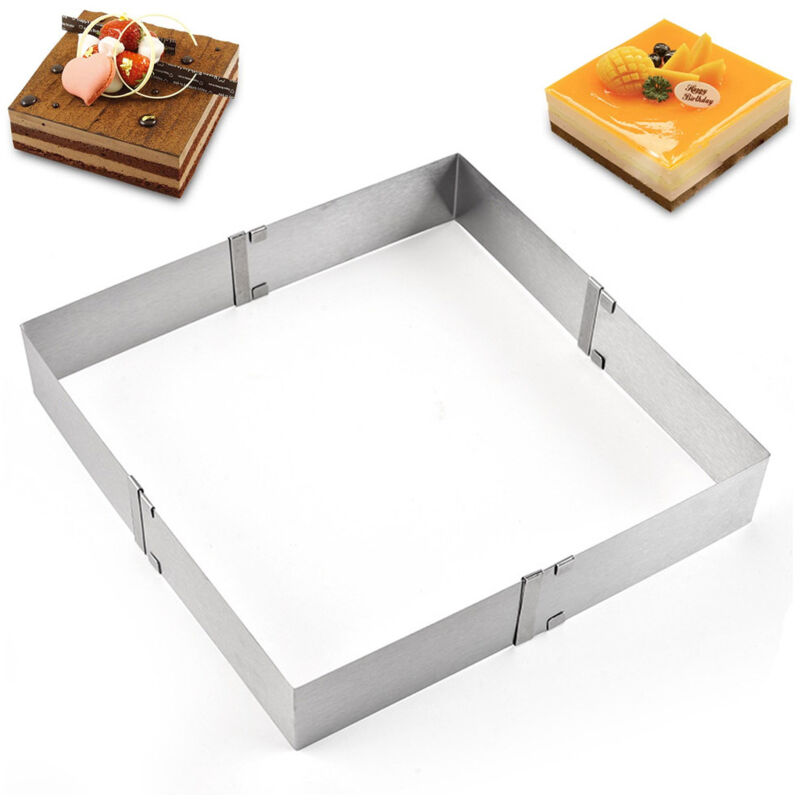 Verstellbarer Quadratischer Tortenring Aus Edelstahl, 15–25 Cm, Für Präzise Desserts Und Gebäck – Ulisem