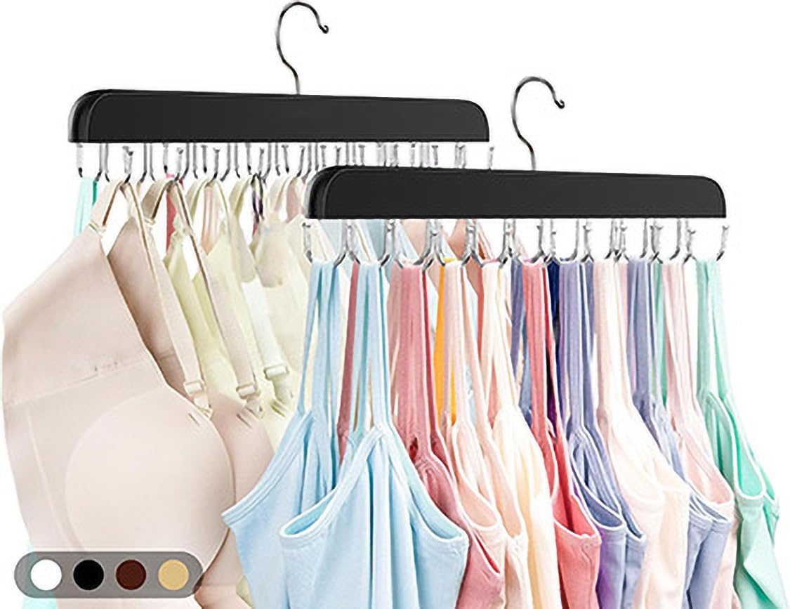 Bh Kleiderschrank-kleiderbügel, 1 Packung Tank-top-kleiderbügel Mit 20 Haken, Faltbarer, Platzsparender Holz-kleiderbügel, 360° Drehbarer Schrank-organizer