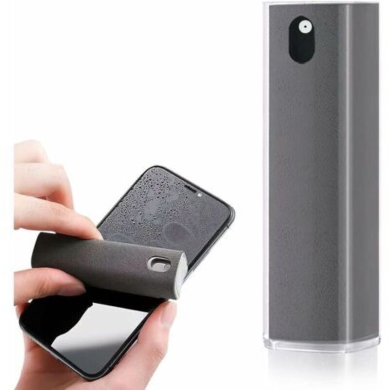 Flüssigkeitsfreier Bildschirmreiniger Mit Spray Und 2 Grauen Mikrofasertüchern Für Smartphones, Tablets, Fernseher, Monitore Und Autoscheiben – Ulisem