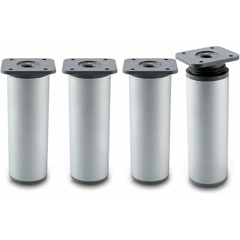 Nazalus-hot Sale-möbelbeine Badezimmerschrankbeine 4er-set Design: Silber Höhe: 20 Cm (+2 Cm) Verstellbar, 8–20 Cm Optional Runde Form: Ø4cm Material: Aluminium