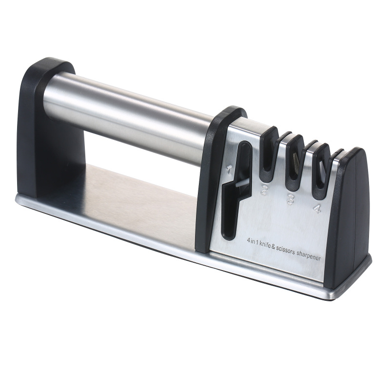 4-in-1 Messer- Und Scherenschärfer, Wolframstahl/schmirgel/keramik, 4 Stufen (grobe, Mittlere, Feine Körnung), Professionelles Werkzeug Für Zuhause, Camping Und Reisen.