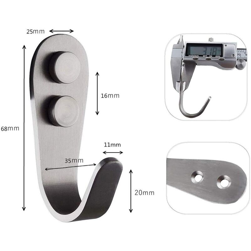 Kleiderhaken Aus Edelstahl, 6 Stück, Wandhaken, Handtuchhalter, Einzelne Wandhaken, Einschraubbare Kleiderhaken Für Badezimmer, Bademantel, Schlafzimmer, Wandmontage,