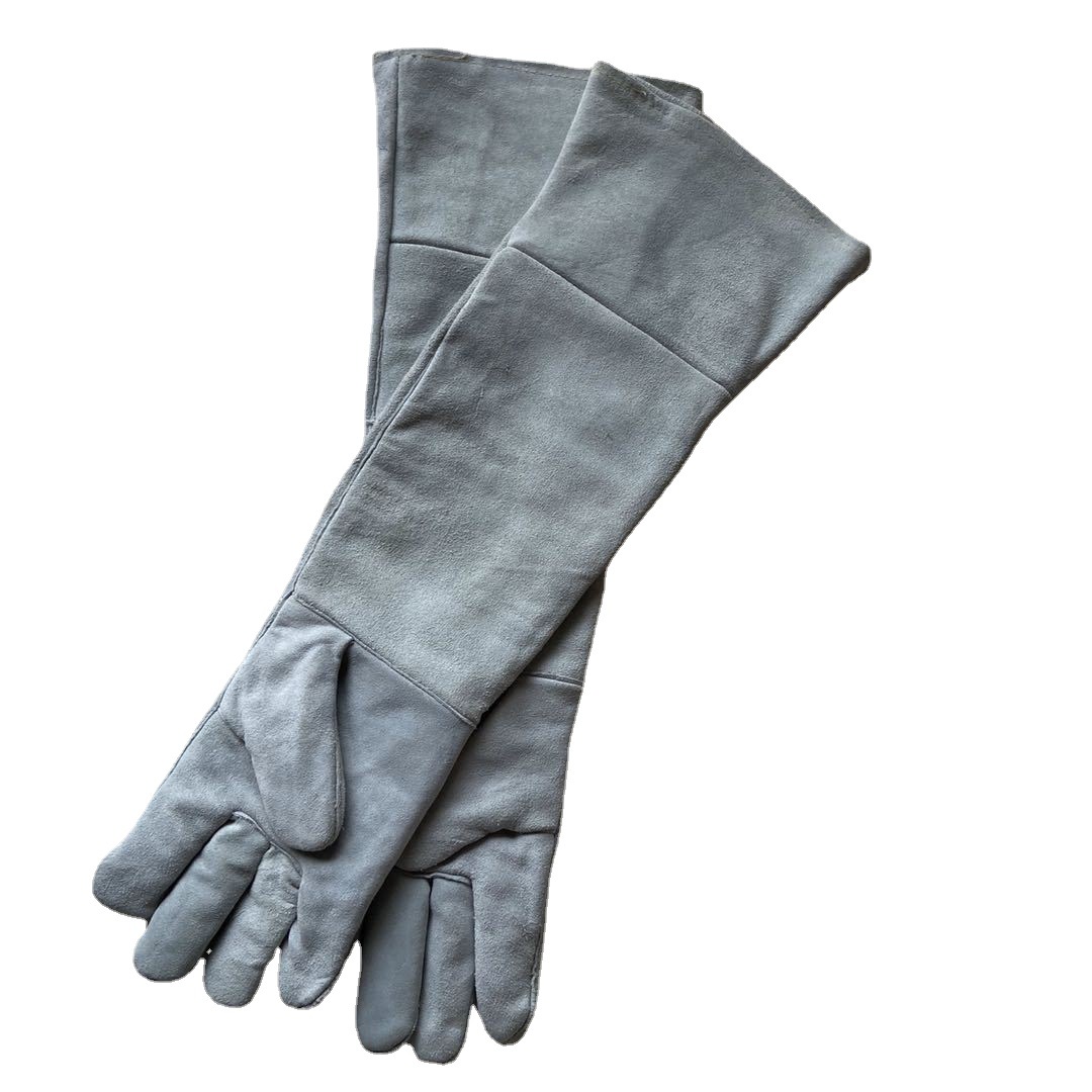 60 Cm Lange, Doppellagige Handschuhe Aus Rindsleder, Anti-biss-anti-krampf-arbeitsschutz