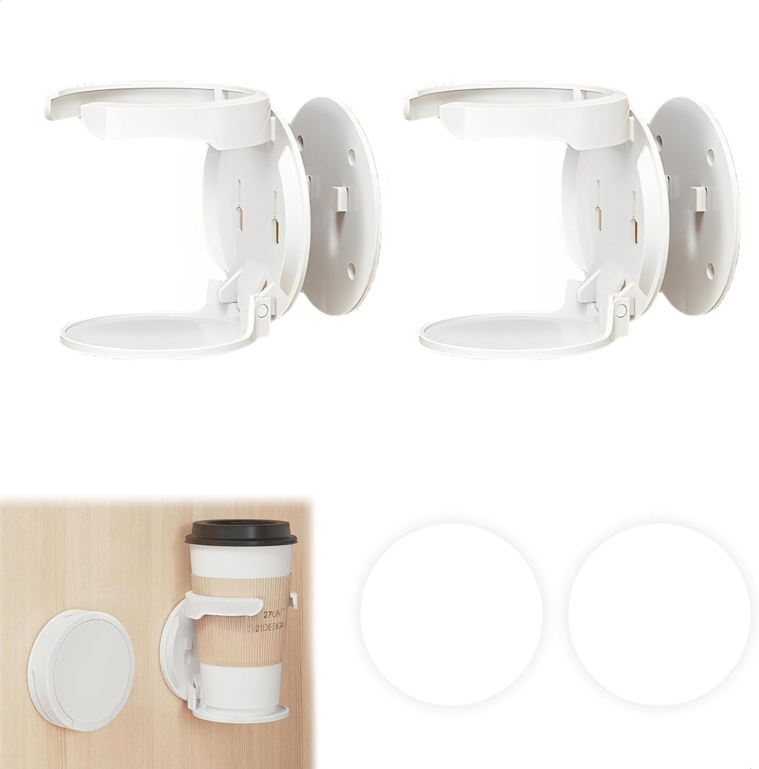 Tisch-getränkehalter, 2-teiliger Hängender Getränkehalter, Universeller Faltbarer Getränkehalter, Flaschenhalter, Wandmontierter Taschenhalter, Getränkehalter-clip Für Kaffeetassen Und Wasserflaschen,