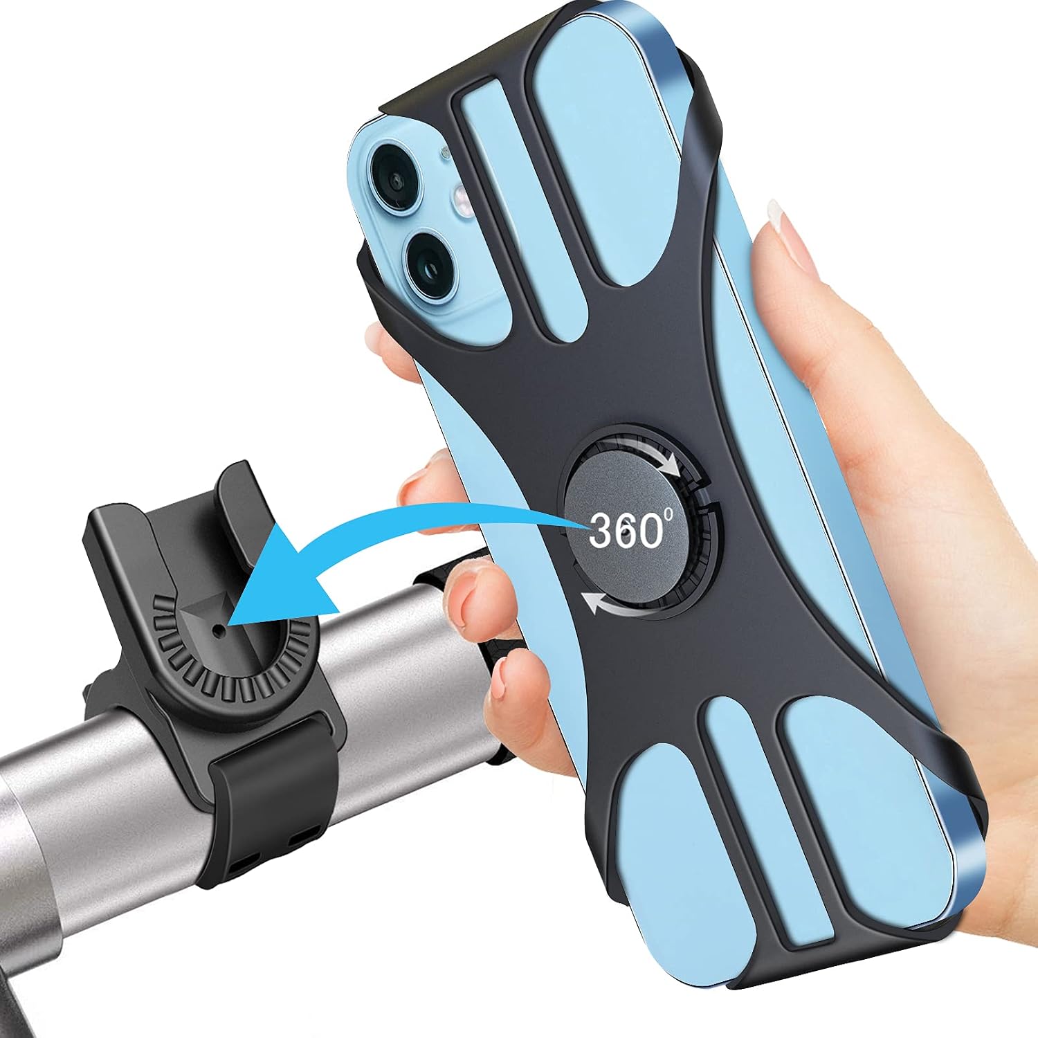 Fahrrad-handyhalterung (x2), Universelle Abnehmbare Motorrad-handyhalterung, 360° Verstellbar, Kompatibel Mit 4-7-zoll-smartphones.