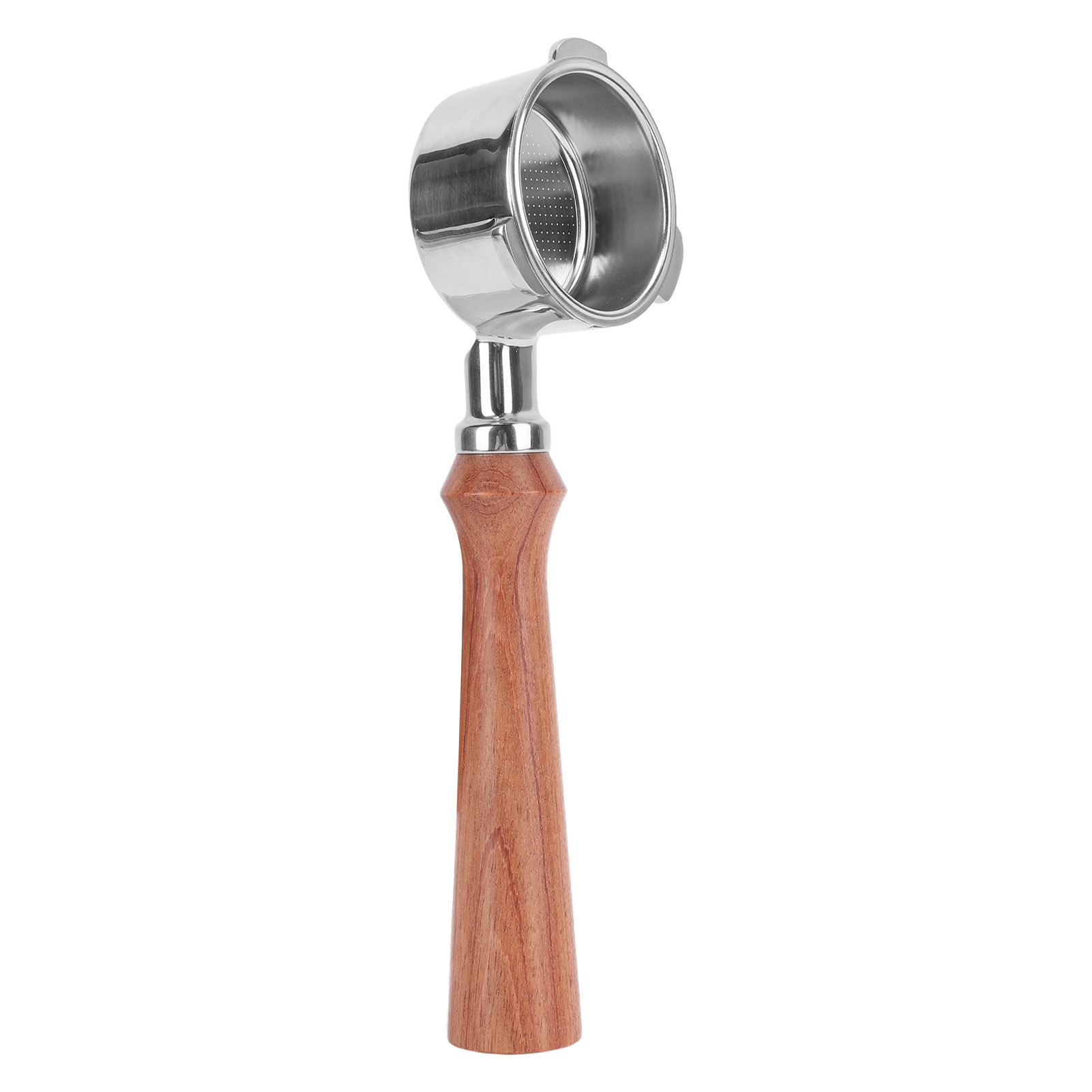51-mm-siebträger Aus Edelstahl Ohne Boden Mit 3 Halterungen Und Holzgriff Für Kaffeemaschine