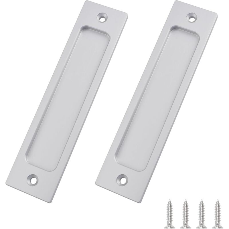 Selbstklebender Ovaler Schiebegriff Aus Silberfarbenem Aluminium, 2 Stück, Ohne Nut, Für Türen, Fenster Und Möbel