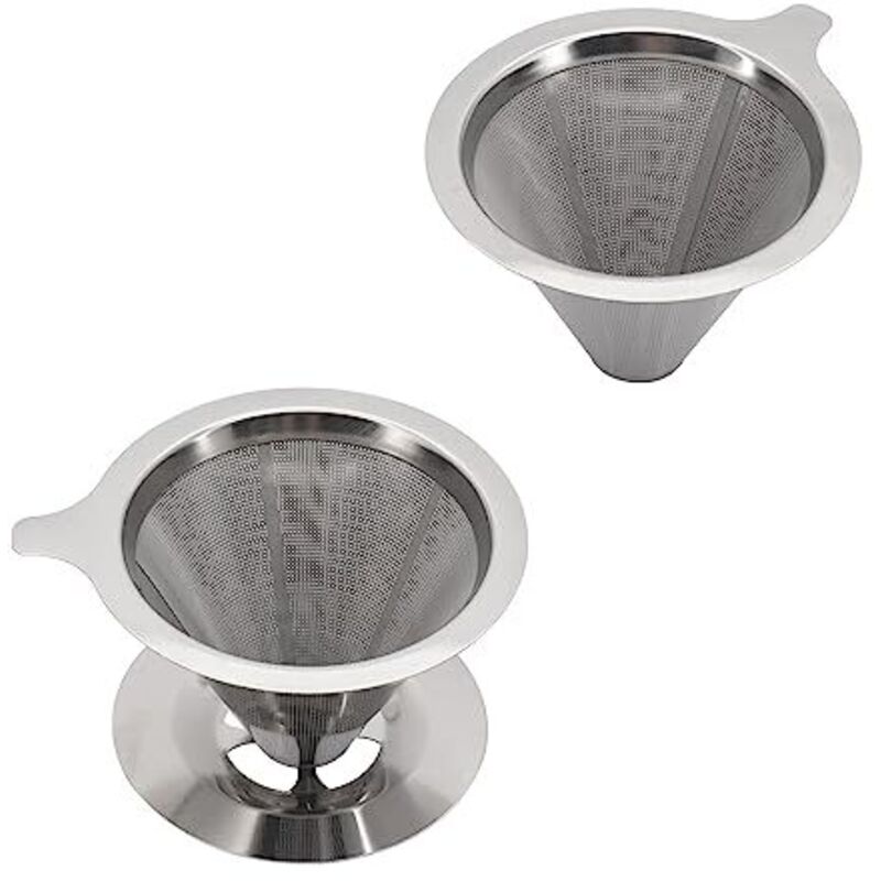 Wiederverwendbarer Kaffeefilter, Edelstahl 304, Doppelwandig, Tragbarer Trichter, Kippfunktion, Ideal Für Camping Und Reisen – Ulisem