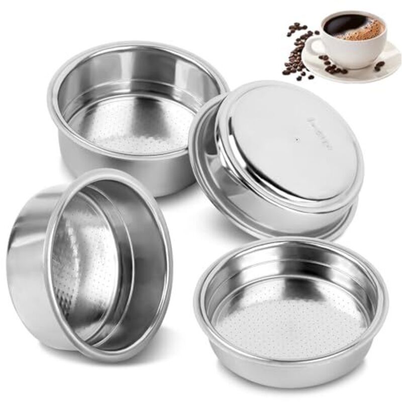 Wiederverwendbare Edelstahlfilter 51 Mm – 4er-pack Für 1- Und 2-tassen-druckkaffeemaschinen – Ulisem