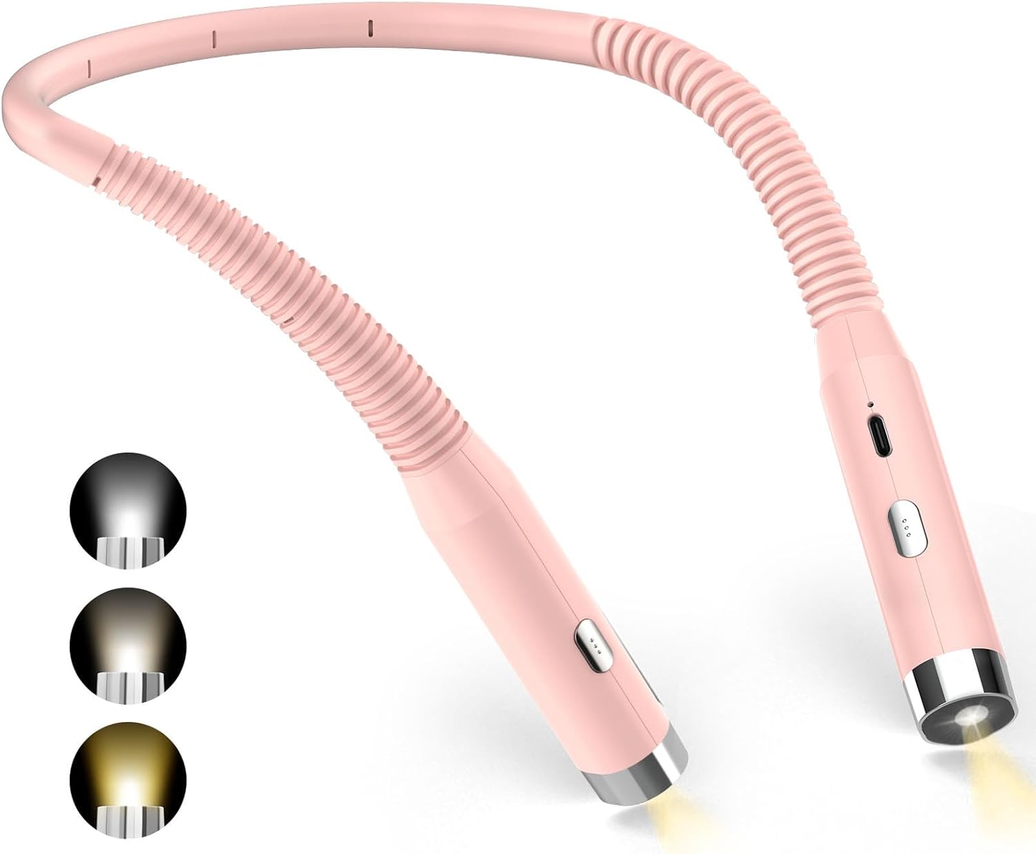 Nacken-leselampe, Wiederaufladbare Leselampe Im Bett, 3 Farben Und 3 Einstellbare Helligkeitsstufen, 360° Faltbar, Usb-led-leselampe Für Reisen, Stricken, Camping (pink)