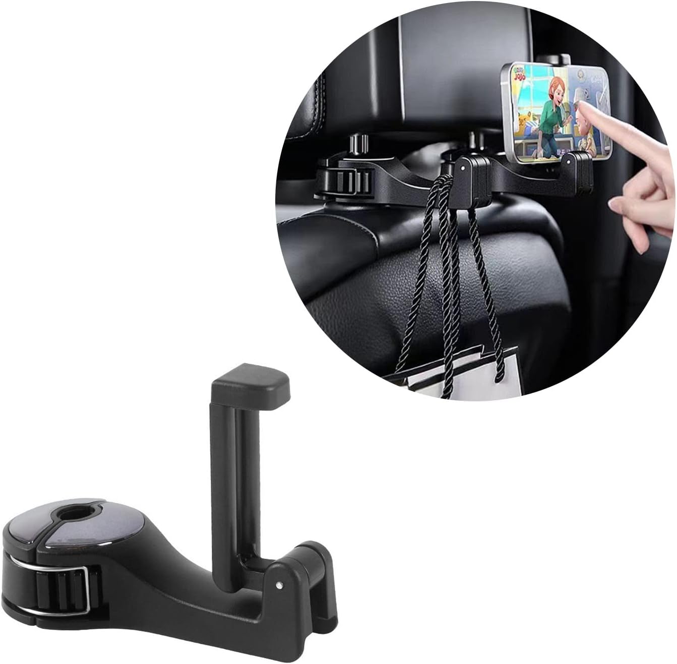Kopfstützenhalterung, Autohaken Mit Handyhalterung, 360°-rückenhaken Für Autositze, Ideal Für Tasche, Geldbörse, Stoff, Lebensmittel, Aufbewahrung Auf Dem Rücksitz, Auto-organizer, Einfach Zu Handhabe
