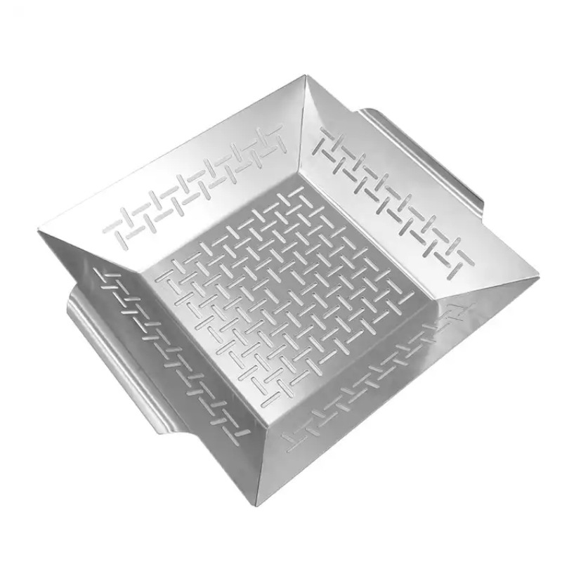 Edelstahl-kochplatte Für Den Außenbereich, Quadratische Platte, Grillwerkzeug, 33,8 X 28,5 X 6,8 Cm