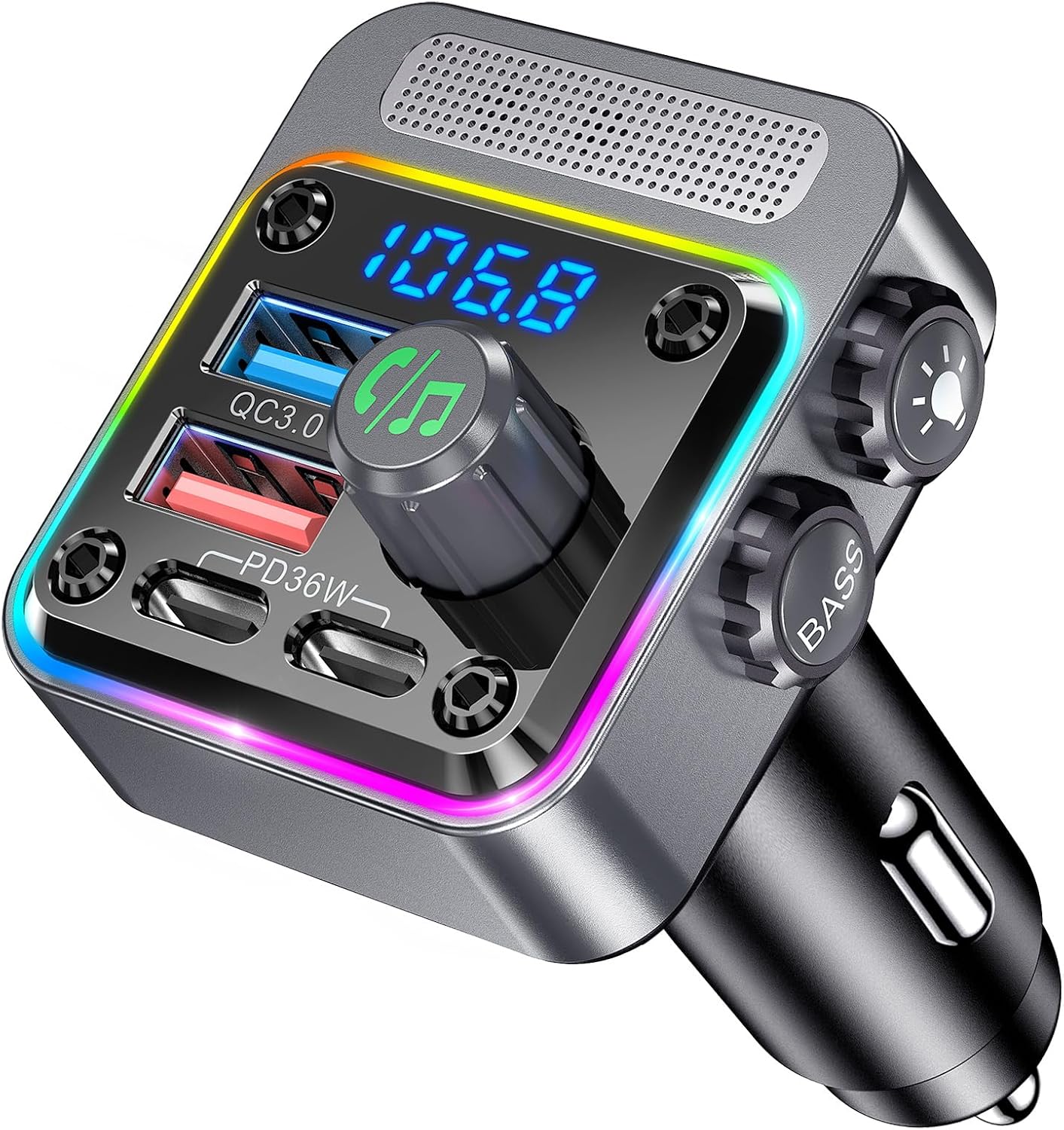 Auto-bluetooth, Bluetooth-fm-transmitter, Pd 36 W Qc3.0 18 W Schnellladung, Zigarettenanzünder Mit Musik, Freisprecheinrichtung, Bass, Autoradio-adapter, Mp3-audio-player