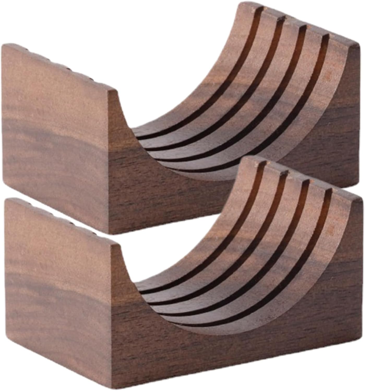Espresso-kaffeekorbhalter Mit Walnusssockel (2 Stück, 4 Schlitze, 51/53/58 Mm). Universeller Rutschfester Halbrunder Espresso-kaffeekorbhalter. Kaffeebar-zubehör.