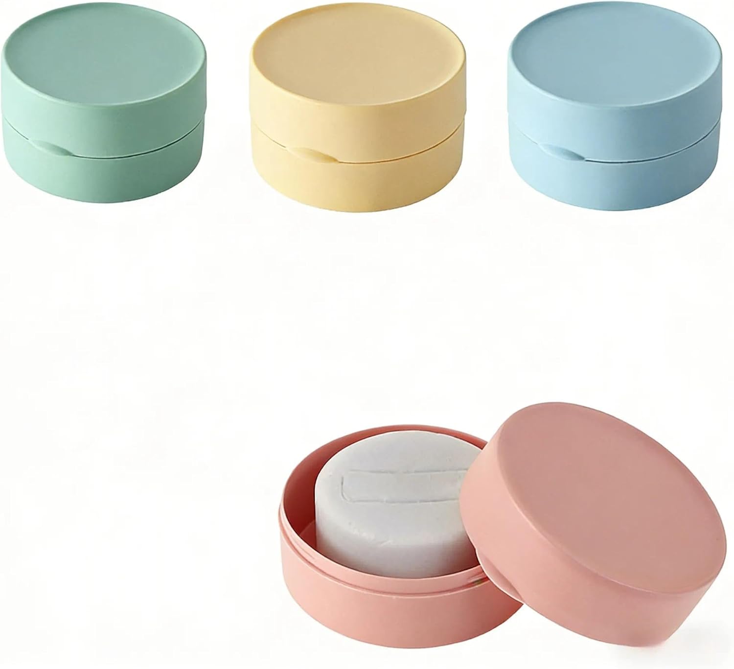 Runde Seifenschale, 4er-set, Tragbar, 8 Cm, Kunststoff, Mit Luftdichtem Deckel, 4 Farben, Für Zuhause, Reisen Und Schule.