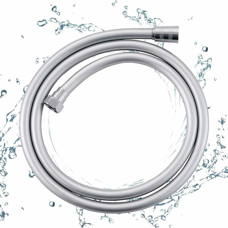 Anti-twist-brauseschlauch, 1,5 M Langer Brauseschlauch, Glatter Silberner Pvc-brauseschlauch, Korrosionsschutz Und Hohe Temperaturbeständigkeit, Messingschnittstelle