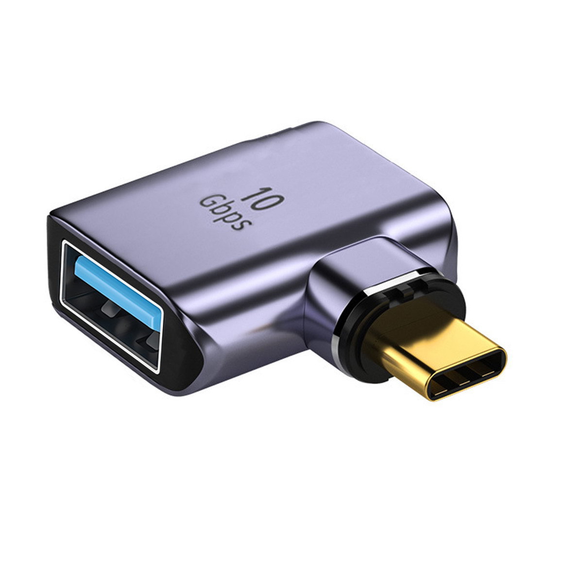Magnetischer Anschluss, 10 Gbit/s, Typ-c-stecker Auf Usb 3.0-buchse, 90 Grad Links-rechts-winkel-otg-datenadapter Für Laptop-telefon