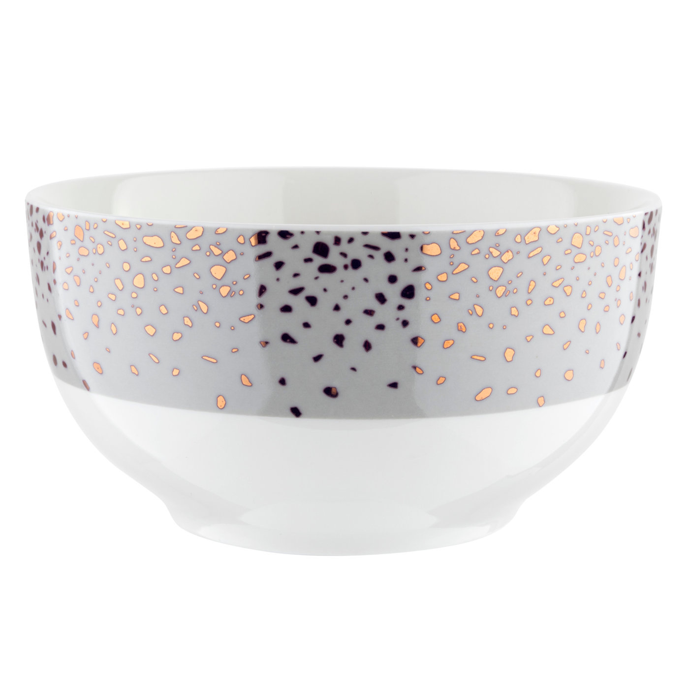 Florina Spots Graue, Vergoldete Porzellan-salatschüssel 13 Cm