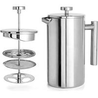 1 French-press-kaffeebereiter, Doppelwandig, Edelstahl 304, 3-stufiger Filter, Wärmeisolierung, 1 Liter, Für Zuhause Und Büro