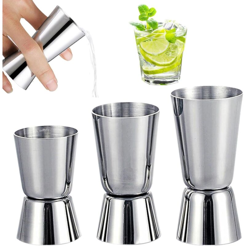 Set Mit 3 Professionellen Doppel-cocktail-jiggern Aus Edelstahl (30 Ml / 40 Ml / 50 Ml) Ideal Für Bars, Partys Oder Weinproben.
