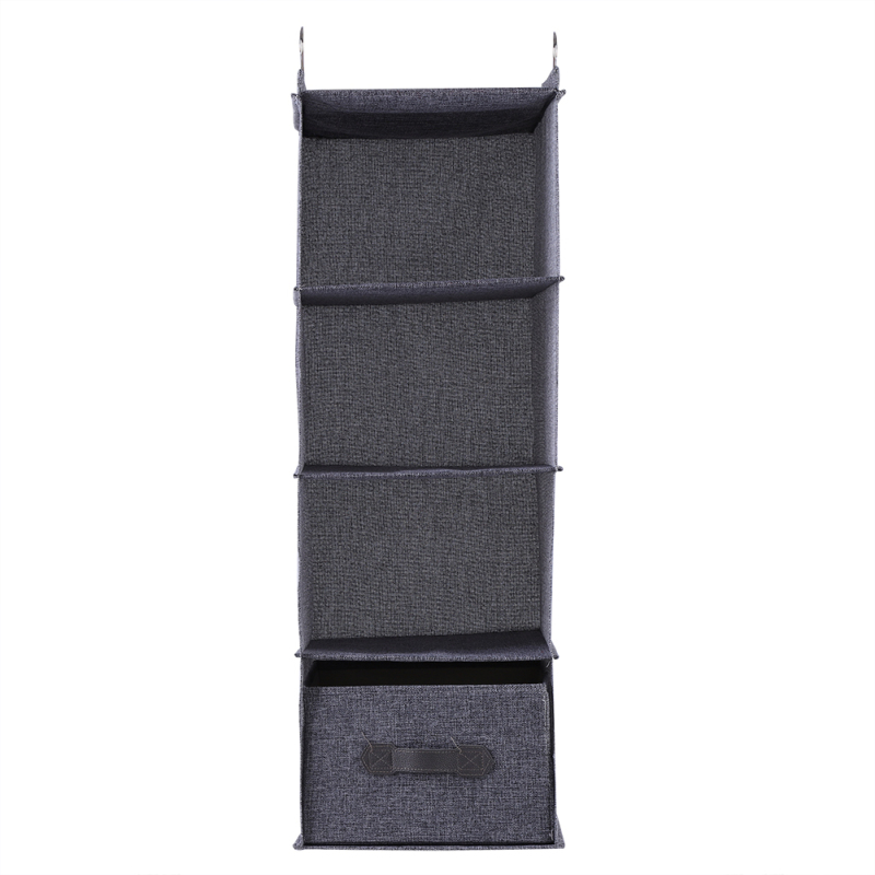 Hängender Kleiderschrank-organizer, 4 Regalböden Mit Schublade (grau)
