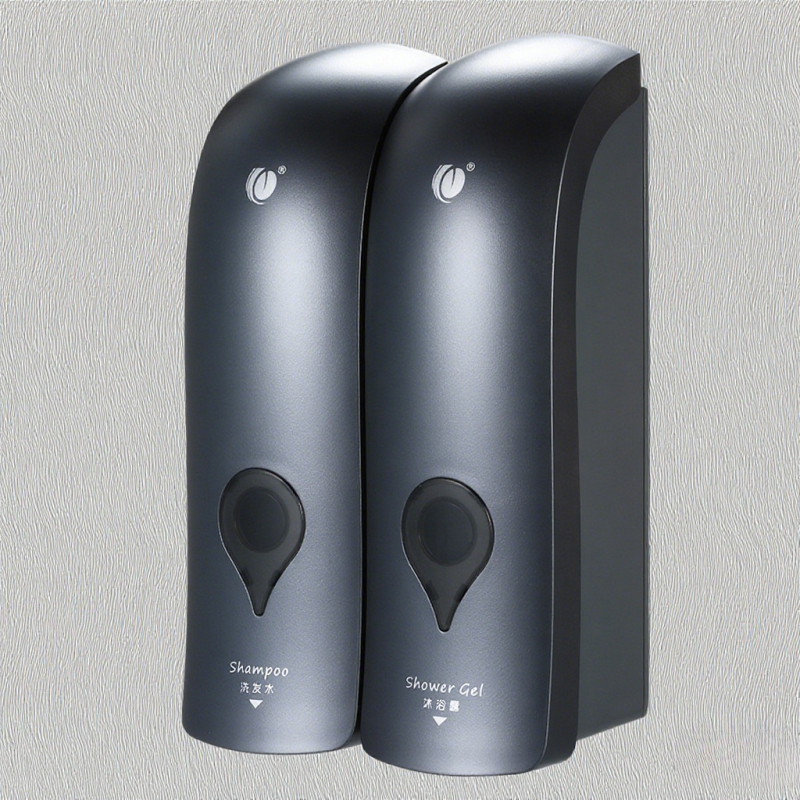 Wandmontierter Doppelseifenspender, 2 X 300 Ml, Für Duschgel Und Shampoo (grau)