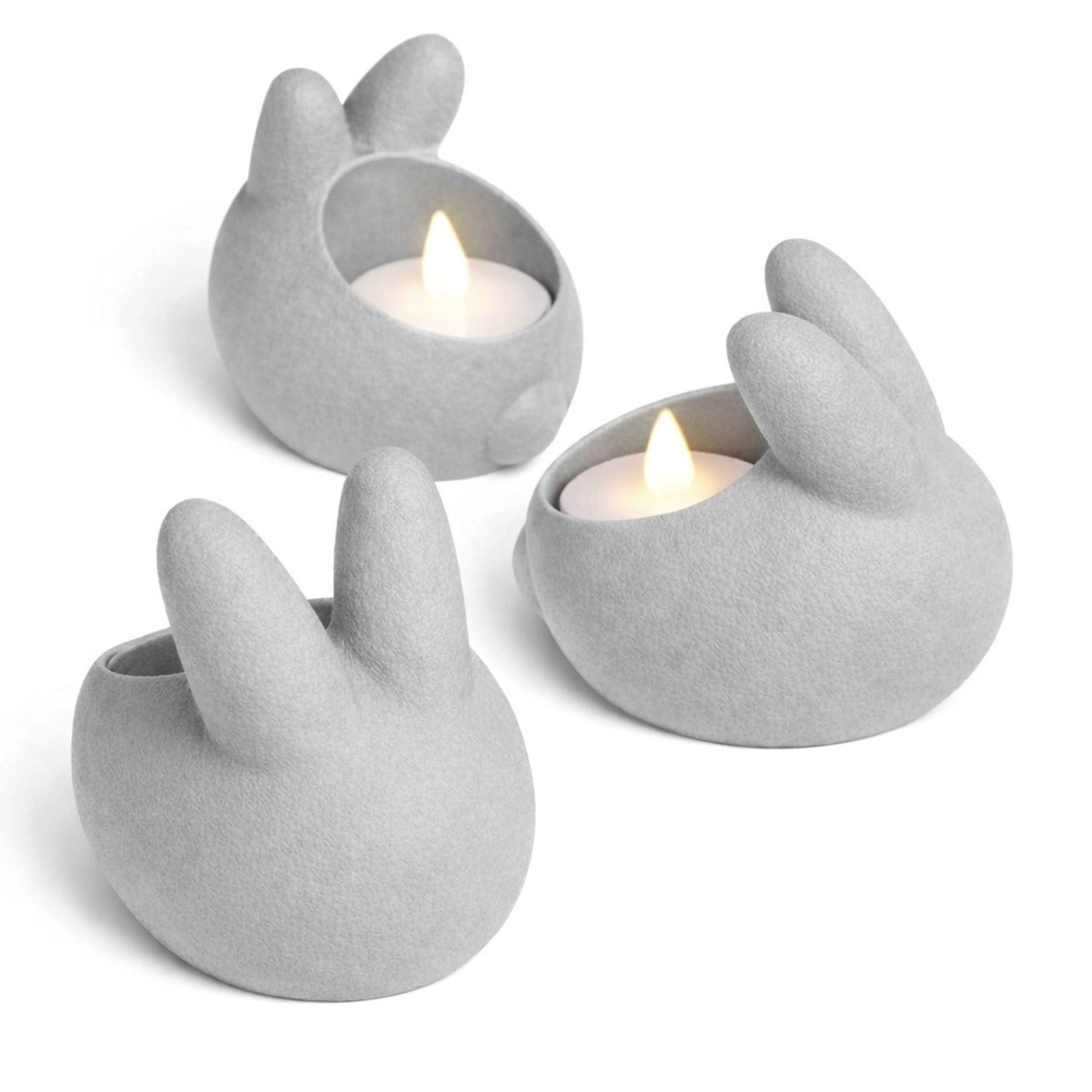 Osterhasen-kerzenhalter, Grau, 3er-set, Für Led-teelichter