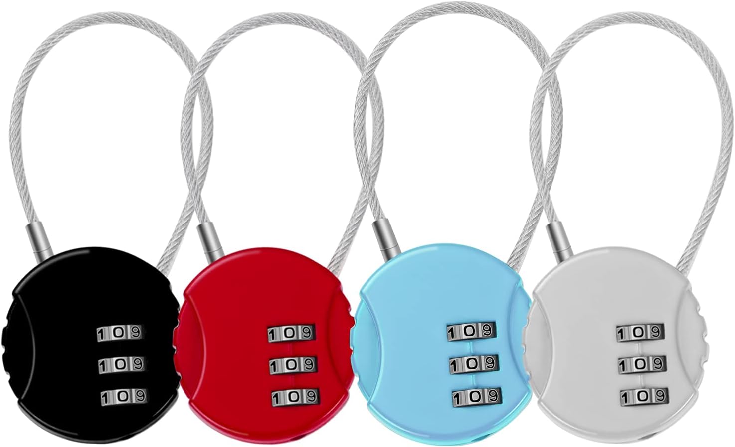 Set Mit 4 3-stelligen Code-vorhängeschlössern, Flugzeug-koffer-vorhängeschlössern, Kleinen Kabel-vorhängeschlössern, Schließfach-code-vorhängeschloss Für Reisegepäck, Koffer, Taschenschließfach (4 Far