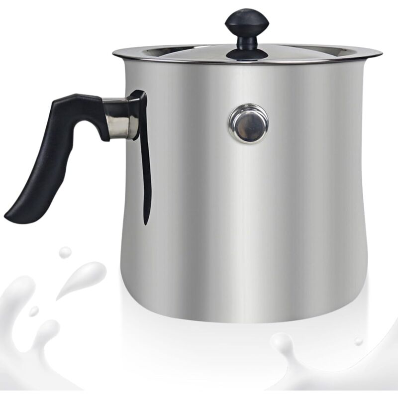 1,5-liter-milchtopf Für Induktionsherde – Doppelwandiger Edelstahltopf Mit Ausgießer Und Glasdeckel