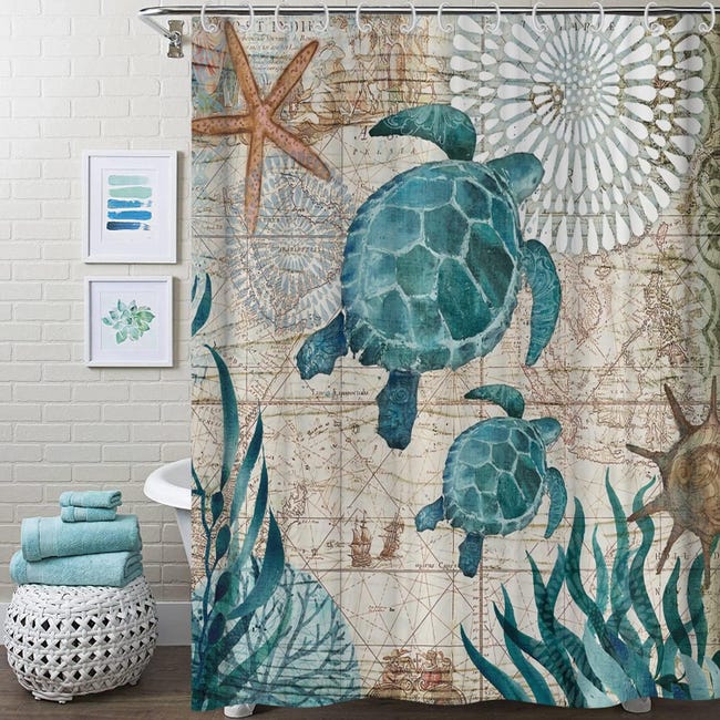 Duschvorhang Mit 12 Haken, Schnell Trocknender, Wasserdichter Badevorhang Aus Polyestergewebe (150 X 180 Cm)