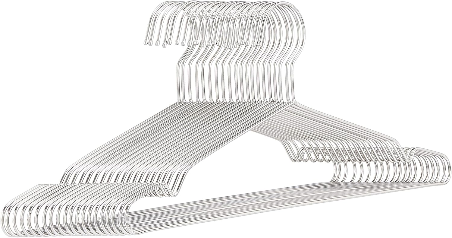Edelstahl-kleiderbügel, Set À 20 Stück, Edelstahl, 45 × 20 × 0,26 Cm
