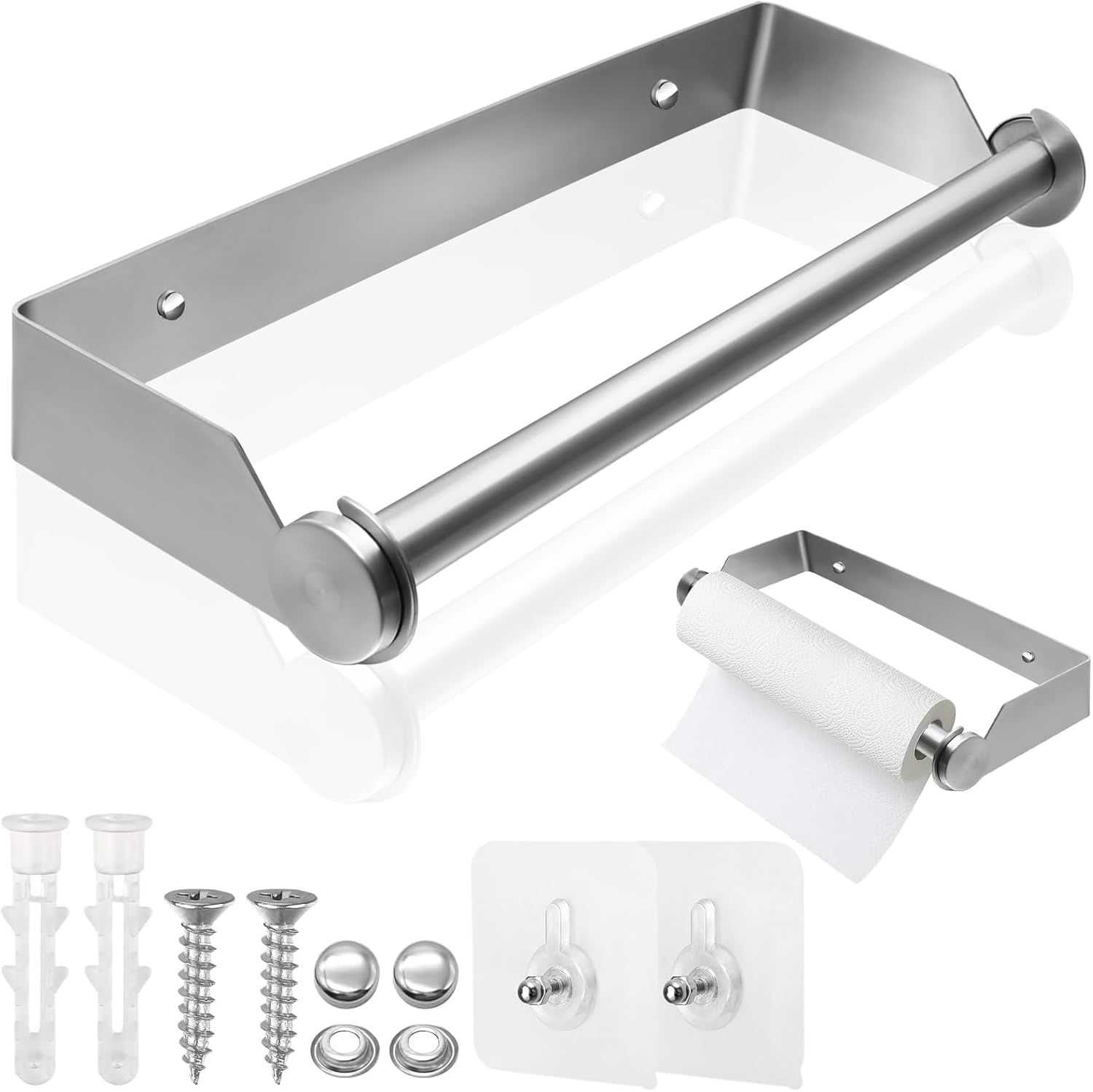 28 Cm Große Wandtür Aus Edelstahl, Selbstklebender Oder Bohrbarer Papierhandtuchspender, Rollenhalter Für Schränke, Küche Und Badezimmer