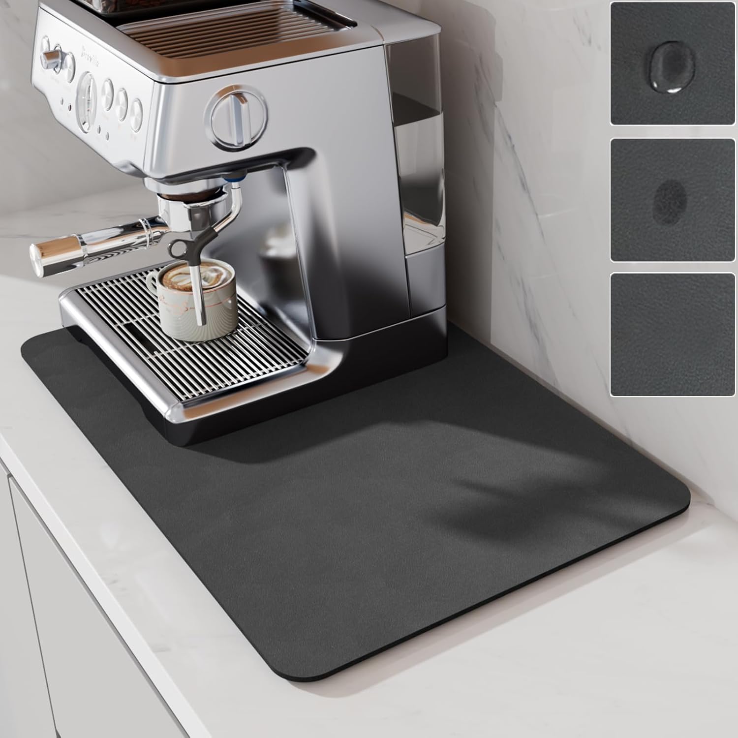Kaffeemaschinen-tischmatte, Saugfähige Matte Zum Trocknen, Matte Für Unter Der Kaffeemaschine (grau, 50 X 30 Cm)