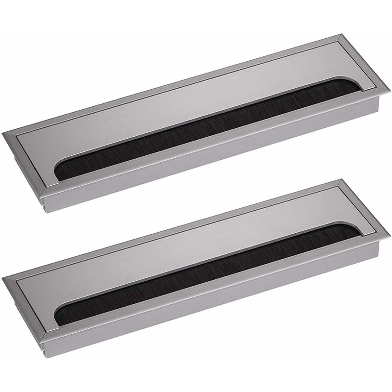 Nazalus-hot Sale-schreibtisch-kabeltülle, Rechteckig, 80 X 275 Mm, Kabeltülle, Kabelverschraubung Für Bürotisch, Wohnmöbel, Kabel, Aluminium, Silberfarben Eloxiert, Quadratisch, 2 Stück