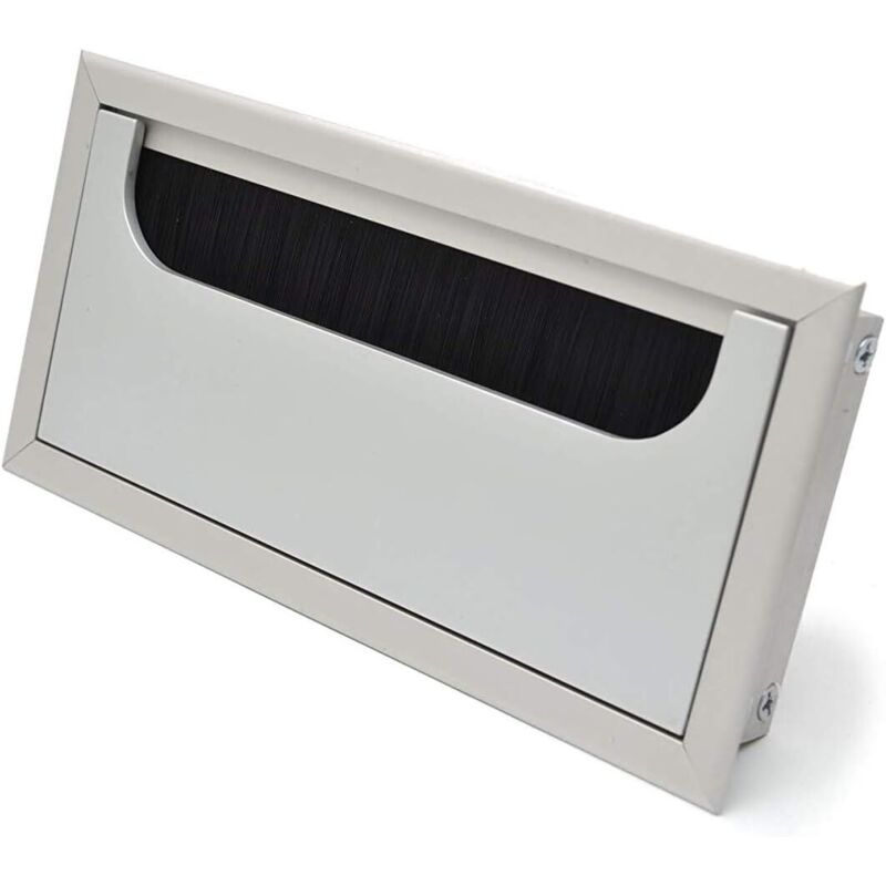 Kabeldurchführung quadratische Kabelverschraubungsabdeckung 80 X 160 Mm Für Einbau Auf Dem Schreibtisch, Tisch, Kabel-organizer Für Möbel, Eloxiertes Silber, Aluminium-kabelverschraubung, Kabelabdecku