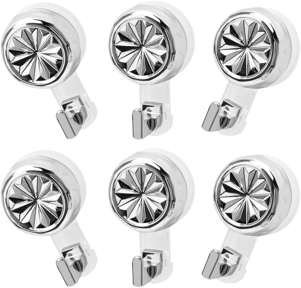 Handtuchhaken, Ohne Bohren, 6er-pack, Ultrastarke Saugnäpfe, Hält Bis Zu 10 Kg Pro Haken, Wiederverwendbar, Für Badezimmer, Küche, Camping, Glas, Fliesen (silber)