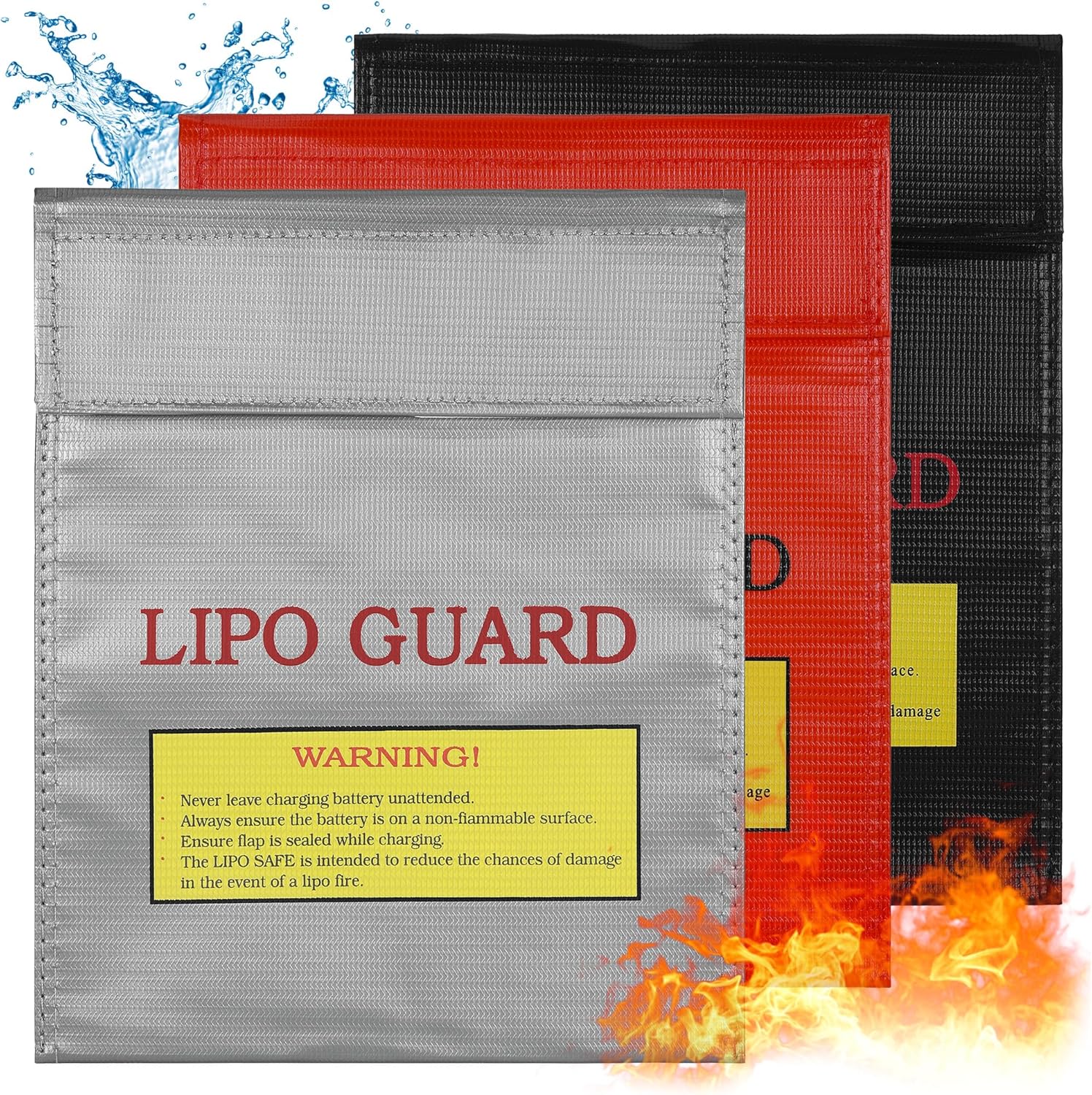 3 Stück Lipo-akku-tasche, 22,5 X 18,5 Cm, Explosionsgeschützte Feuerfeste Tasche, Wasserdichte Feuerfeste Aktentasche, Brandschutztasche Für Lipo-akku, Wertsachen, Dokumente, Schmuck