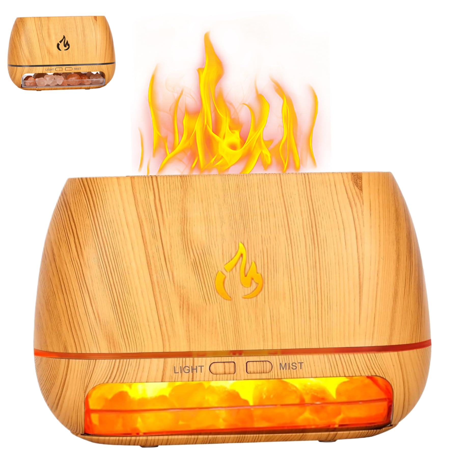 Lampendiffusor 3 In 1 200 Ml Ultraschall-diffusor Für Ätherische Öle, Simulationsflamme, Luftbefeuchterhersteller, Buntes, Klares Aroma Für Zuhause